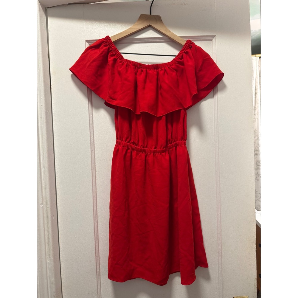 Wilfred Aritzia Red Off The Shoulder Ruffle Mini Dress Small CRL4-80082-28